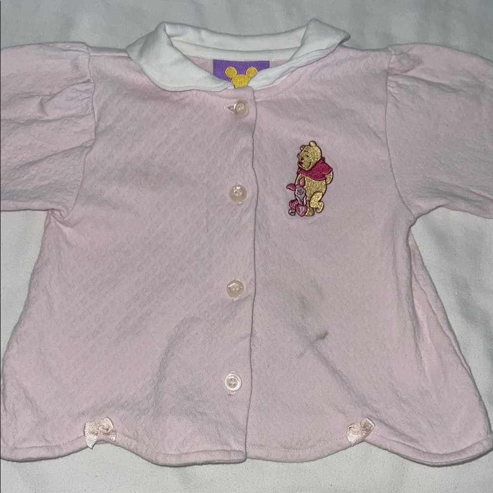 Disney Light Pink Button Down Shirt with Winnie the Pooh Size 3-6M